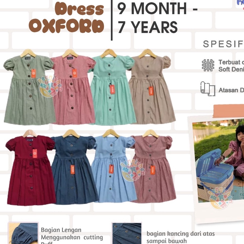 [SUS.24Jn23ѕ] Dress Anak Oxford-Atasan Perempuan (9 Bulan-6/7 Tahun) -Dress Baju Anak Perempuan Cant