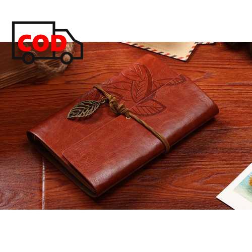 

Buku Diary Agenda Catatan Harian Binder Cover Kulit Retro Leaf Unik Klasik Elegan Pembatas Hiasan Daun