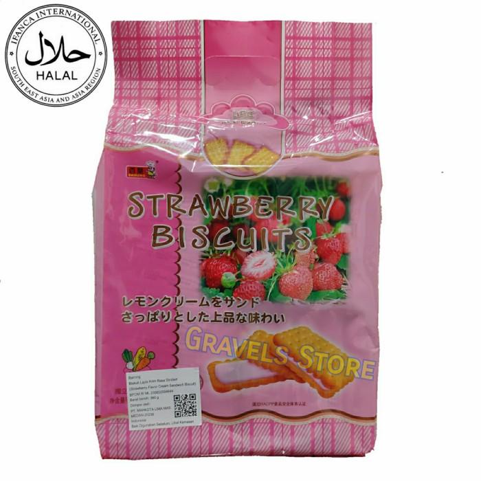 

[Logo HALAL] Bairong Strawberry Sandwich Biscuits - Biskuit Stroberi Best Seller