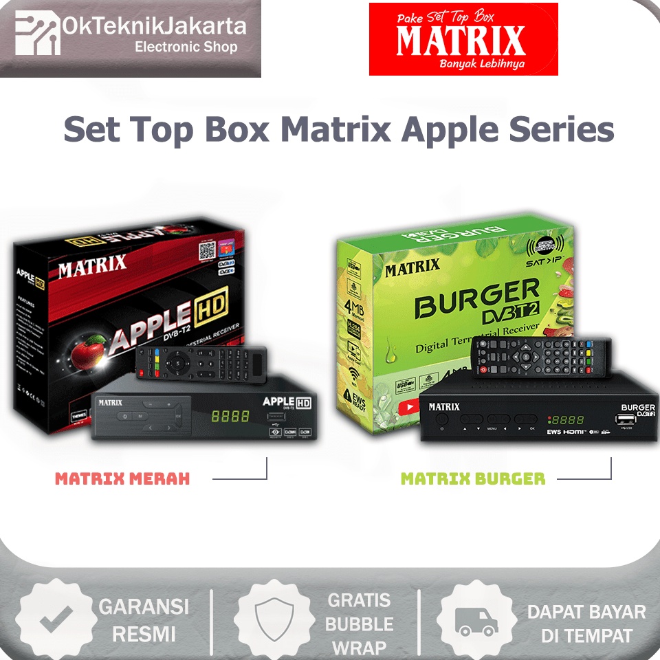 Termurah [ GRATIS ONGKIR ] SET TOP BOX TV DIGITAL MATRIX DVB T2 APPLE HD EWS / SET TOP BOX TV DIGITA