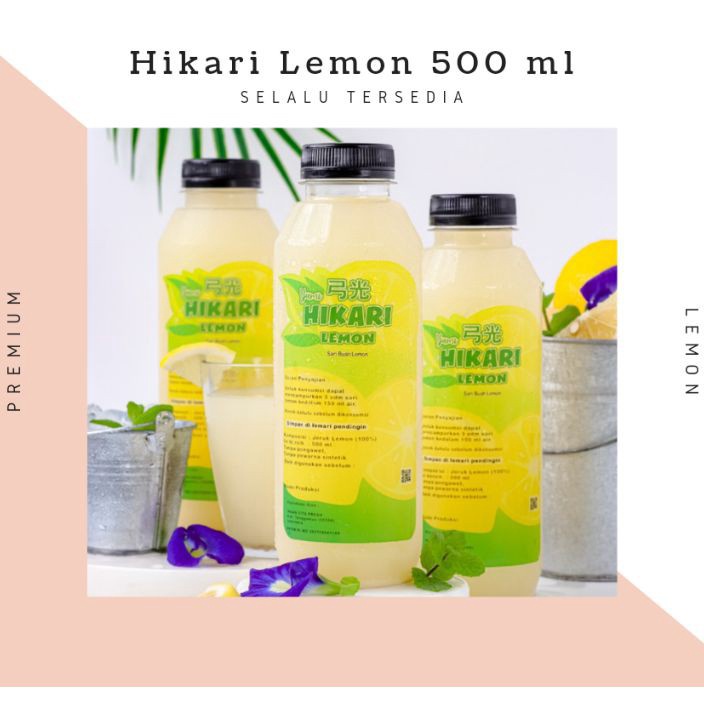 

✨MEGA ⚡ALE✨ Sari Lemon BPOM 500ml Hikari Lemon Fresh Jus Lemon Murni 100% Jus Diet Langsing Detoks Alam