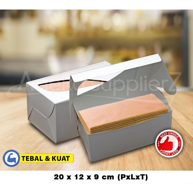 

Promo Box Kue - Cake Box - Dus Kue - Kotak Kue mika| 20x12x9 cm - PUTIH (20 pc)