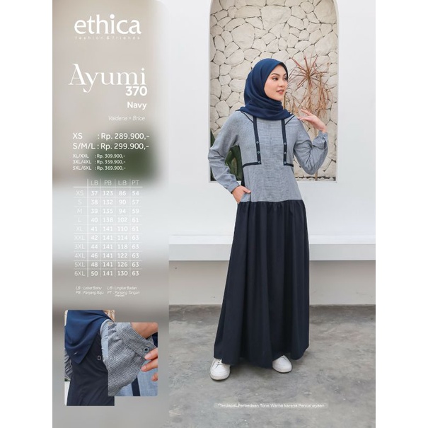 Ethica Ayumi 370 Navy Ethica Ayumi 370 Brown Ethica Ayumi 357 Black Baju Muslim Gamis Dress Premium Terbaru Ori Lebaran 2023