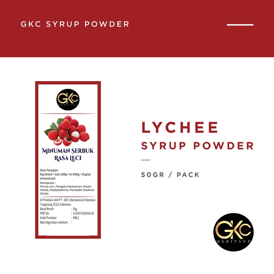 

⚡GROSIR⚡ Bubuk Sirup Lychee / Leci Powder Syrup Serbuk Minuman Powder Drink GKC Heritage 50 gram