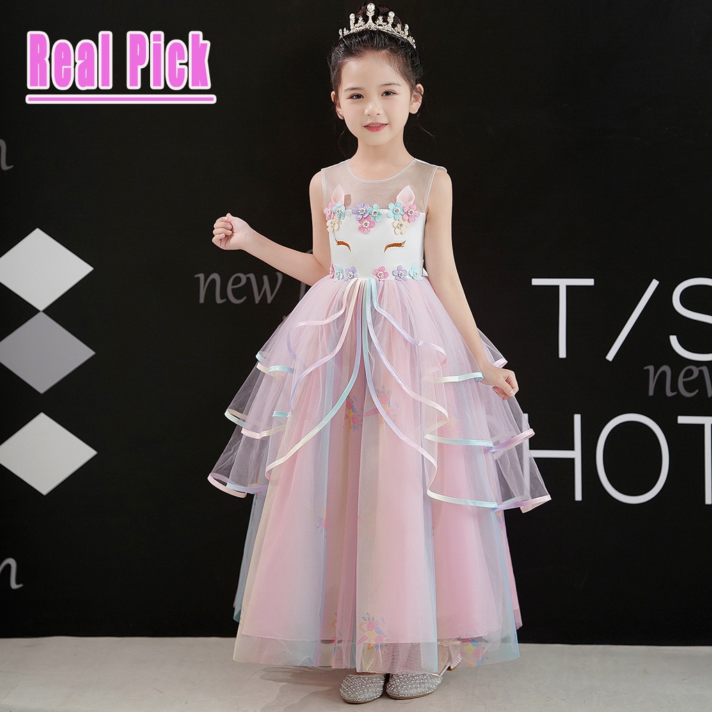 NEW Long Dress Unicorn Anak Impor/ Gaun Dan Jacket Unicorn Ulang Tahun Tutu Anak Unicorn Panjang