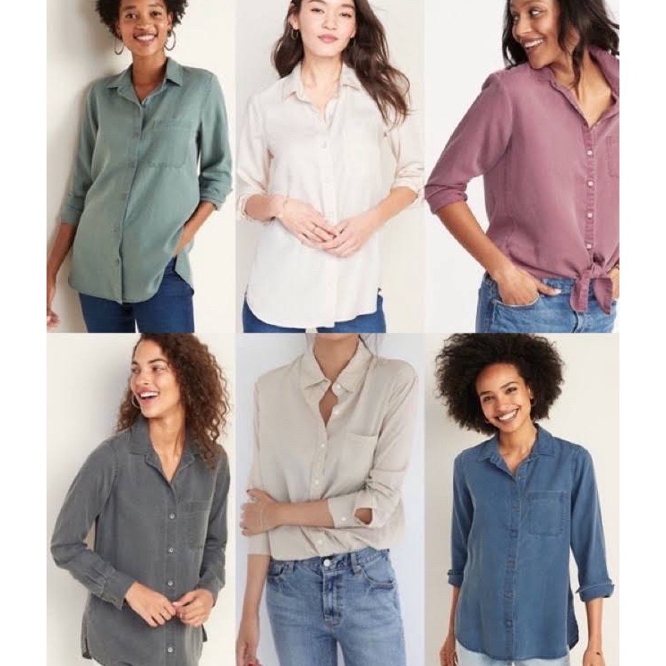 TERBARU  Old Navy Relaxed Tencel Shirt Denim