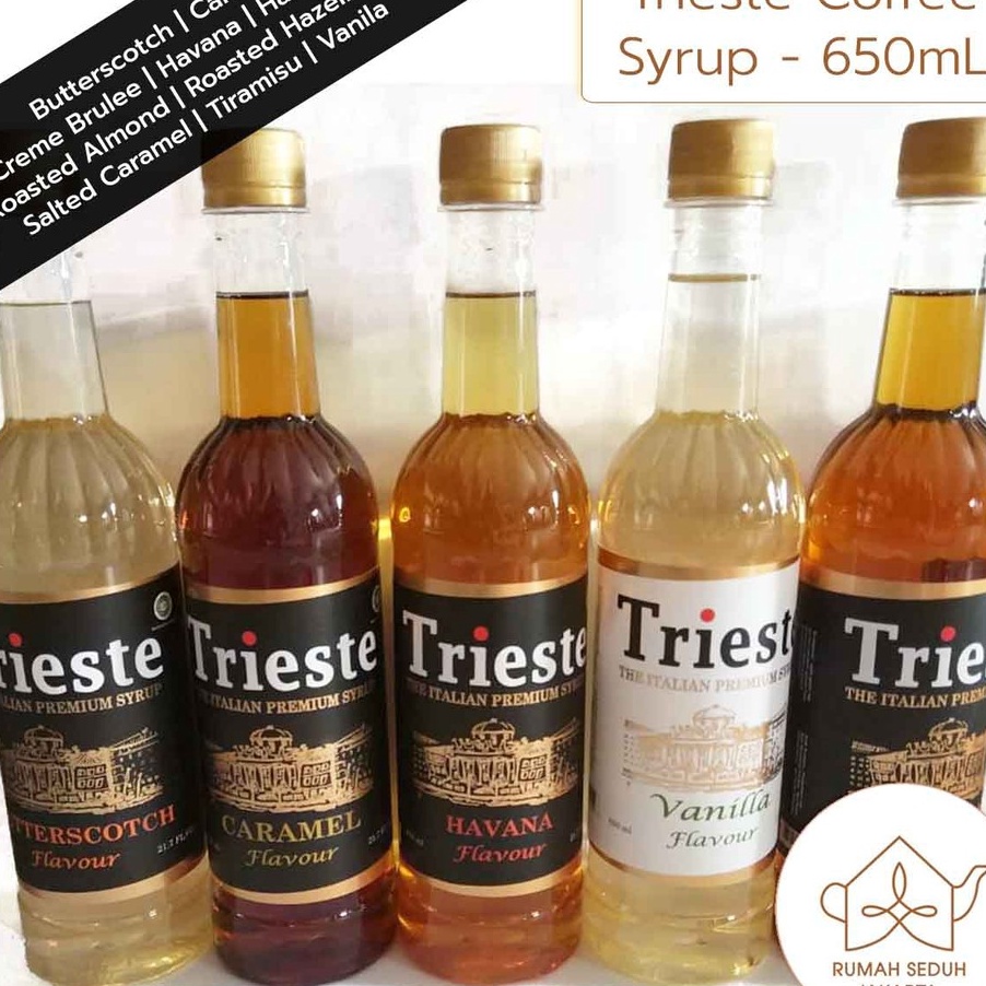 

Dijamin Ori>/ Trieste Italian Syrup 650 mL - Coffee Syrup : Caramel, Vanila, Rum, Hazelnut, Irish Cream, Almond