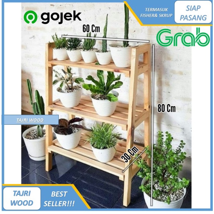 Terlaris Rak Bunga Kayu Susun 3 Tingkat / Rak Bunga Susun 3 Tingkat Minimalis