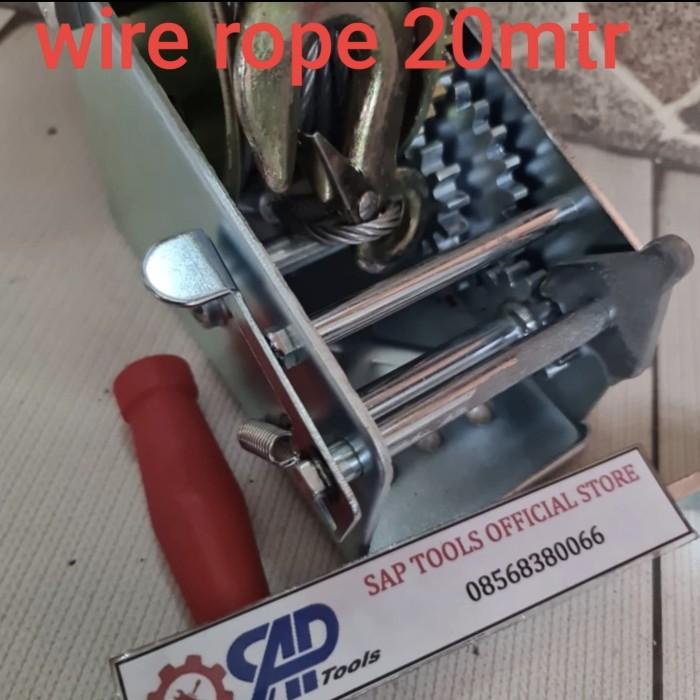 Hand Winch 3500Lbs Katrol Sling Baja 1500Kg Wire Rope Winch