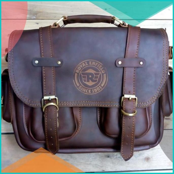 tas motor kulit royal enfield, side bag leather royal enfield 14JVNZ3 limited stock