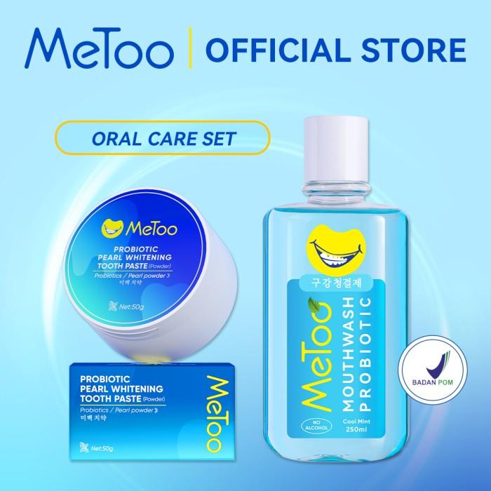 [Bpom]Metoo Teeth Whitening Powder+ Metoo Mouthwash 250Ml