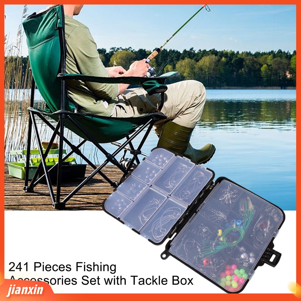 [Jianxin] 1 Set Memancing Kombinasi Kit Kaya Variasi Multi-grid Angling Penutup Transparan 241buah Aksesoris Memancing Set Dengan Tackle Box Outdoor Supply