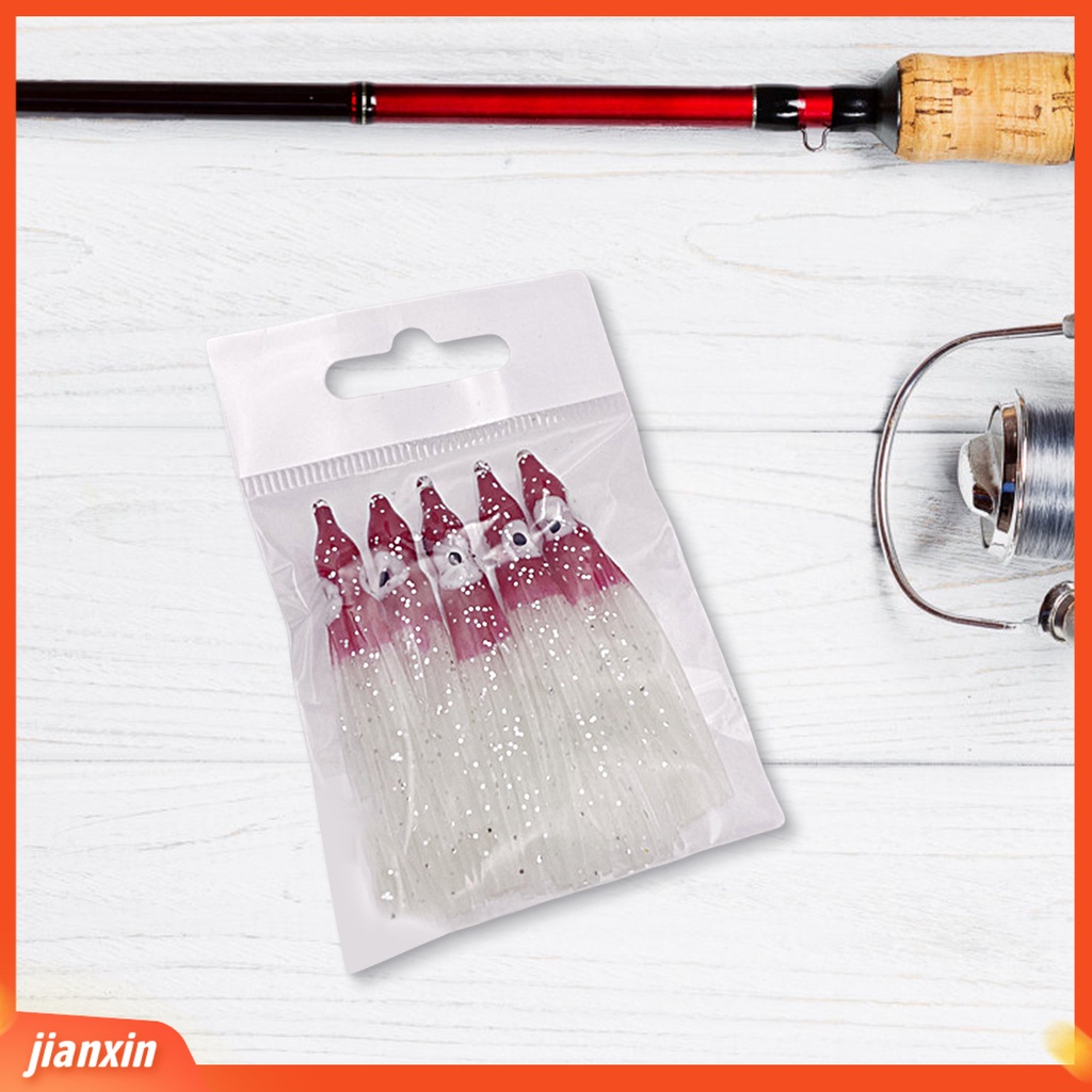 [Jianxin] 5pcs Gurita Umpan Lembut Simulasi Dengan Efek Bercahaya Memancing Air Laut Lembut Cumi Rok Umpan Untuk Memancing Outdoor