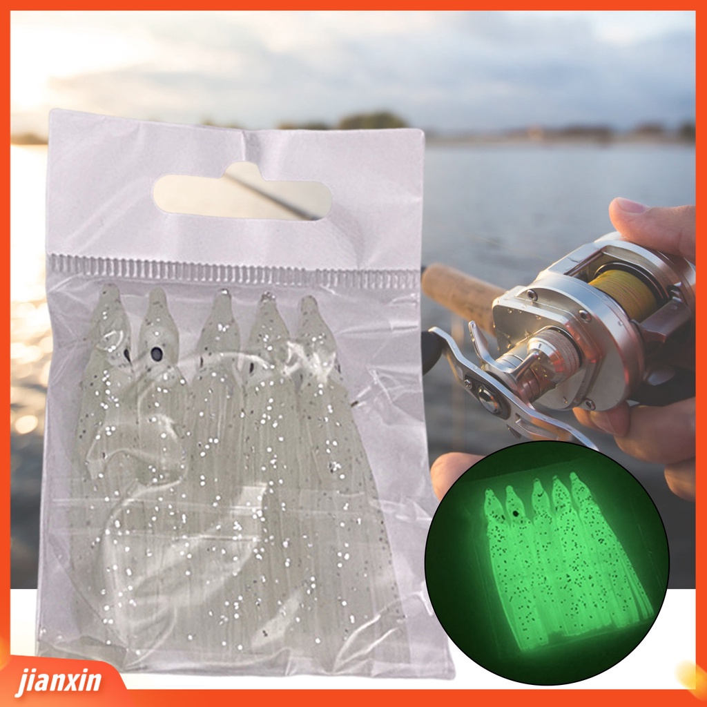 [Jianxin] 5pcs Gurita Umpan Lembut Simulasi Dengan Efek Bercahaya Memancing Air Laut Lembut Cumi Rok Umpan Untuk Memancing Outdoor