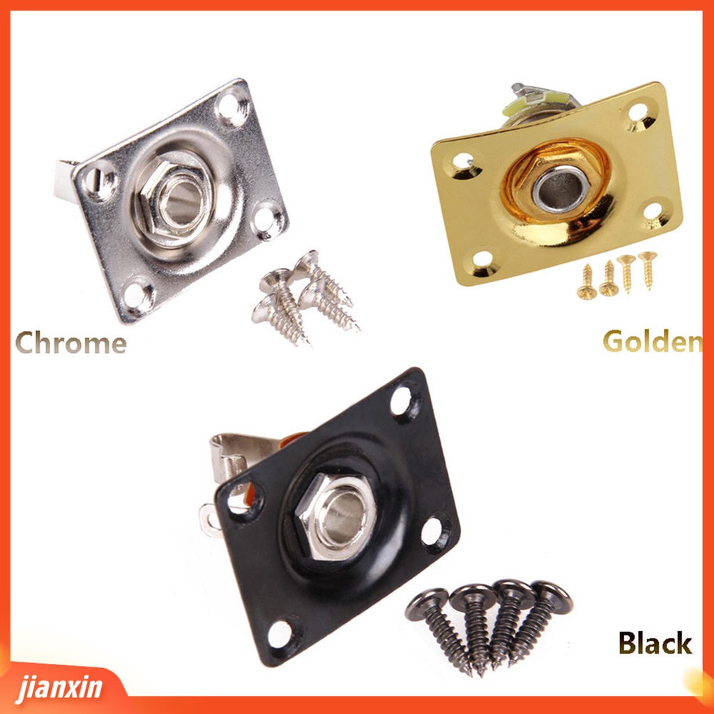 [Jianxin] Jack Plate Bentuk Persegi 3 Warna Ukuran 6.35mm Untuk Gitar Bass Elektrik