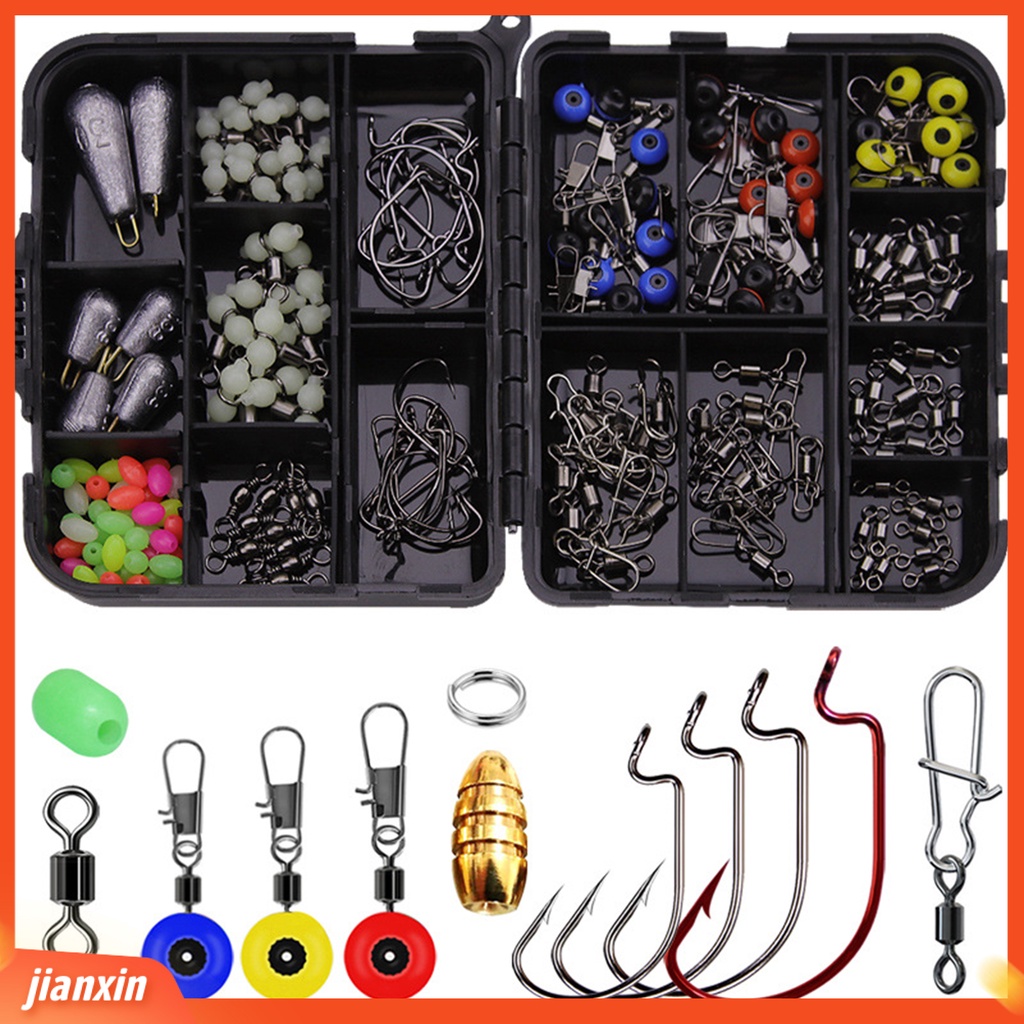 [Jianxin] 172Pcs/Set Multifunctional Fishing Lure Hook Accessory Tackle Tools Box for Angling