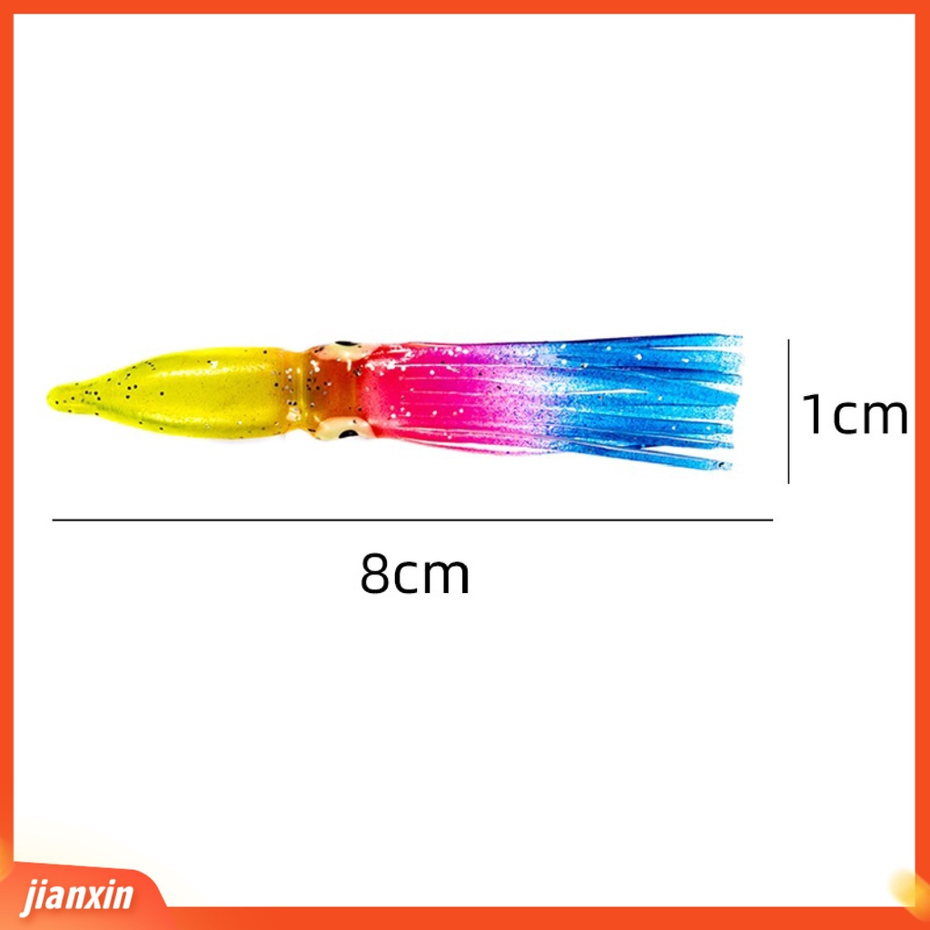 [Jianxin] 10 Pcs Umpan Pancing Soft Bait Bentuk Cumi-Cumi Warna-Warni Ukuran 8cm