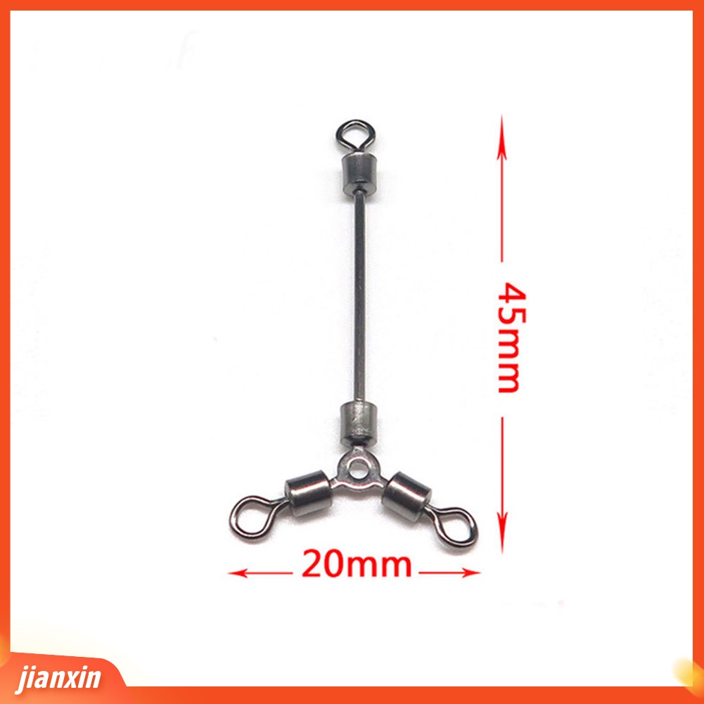 [Jianxin] 10pcs Kili-kili Pancing Rolling Swivel 3 Arah Bahan Stainless Steel