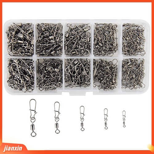 [Jianxin] 210 Pcs Kili-kili Swivel Konektor Pancing dengan Klip Snap Fast Lock