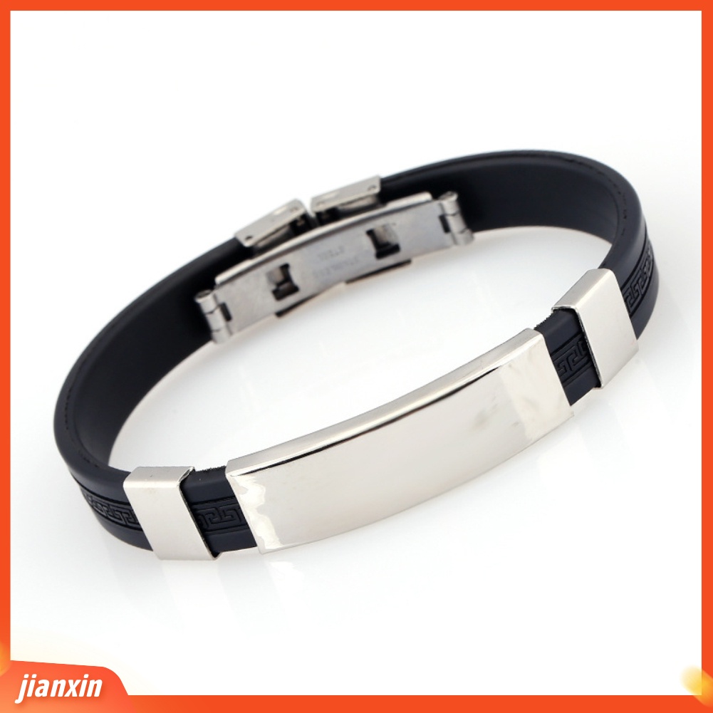 [Jianxin] Fashion Silicone Wristband Bracelet Men Adjustable Bangle Jewelry Birthday Gift