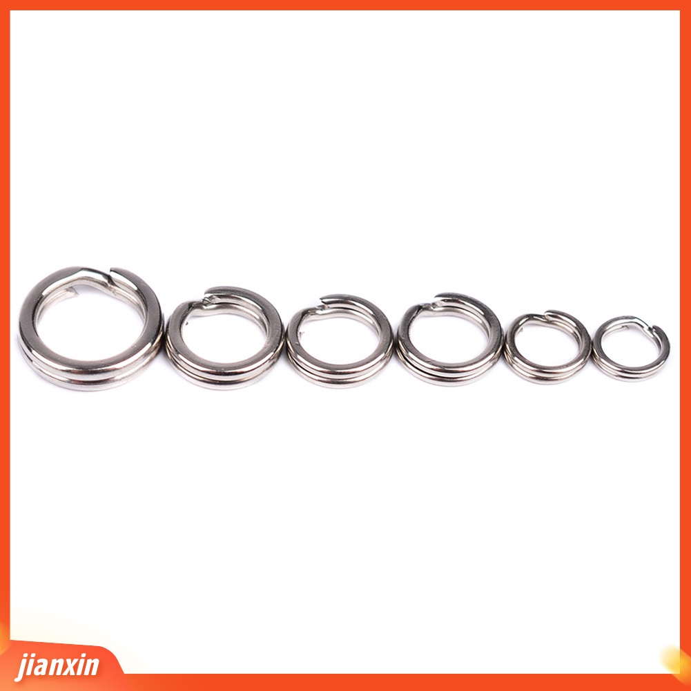 [Jianxin] 100pcs Cincin Loop Split Ganda Bahan Stainless Steel untuk Aksesoris Memancing