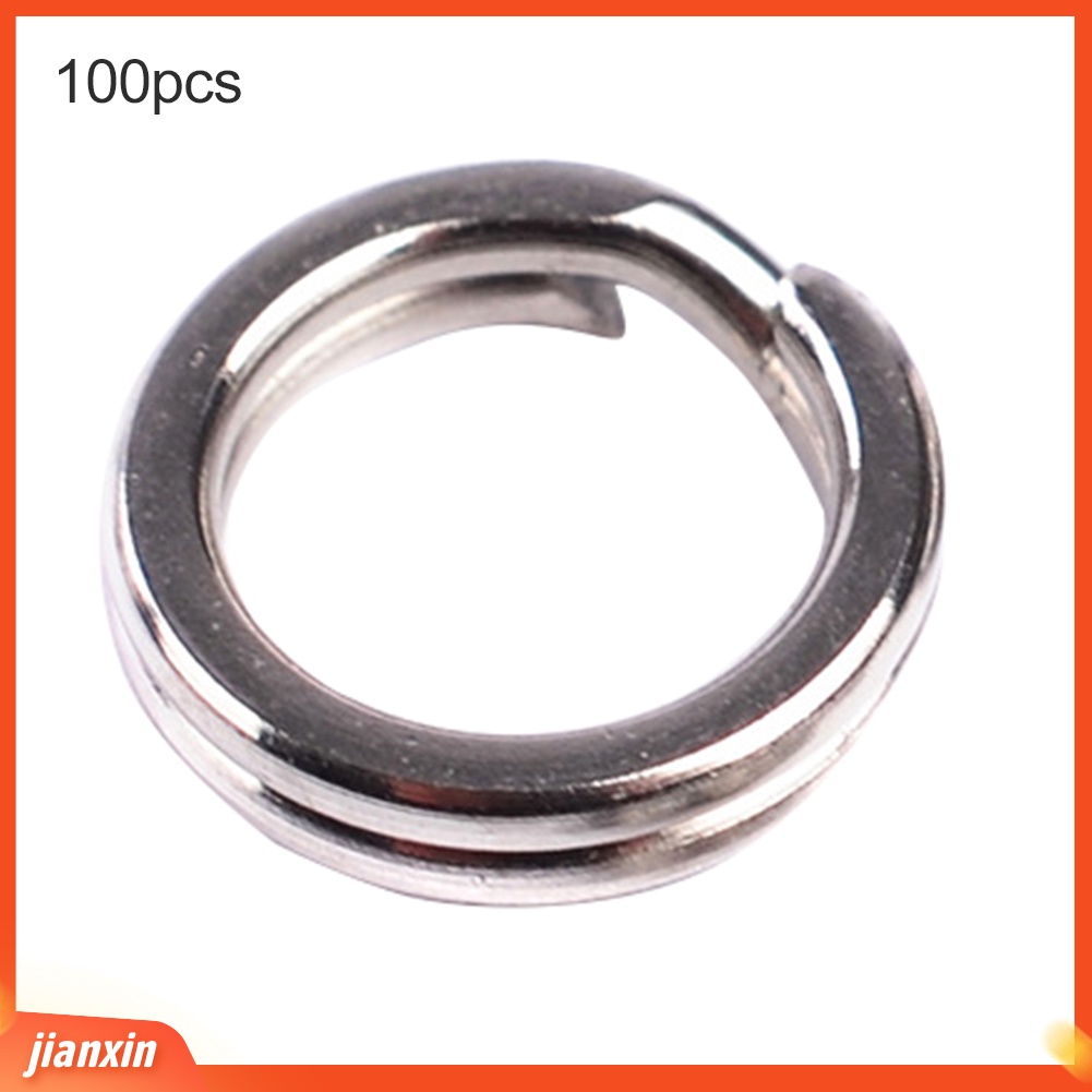 [Jianxin] 100pcs Cincin Loop Split Ganda Bahan Stainless Steel untuk Aksesoris Memancing