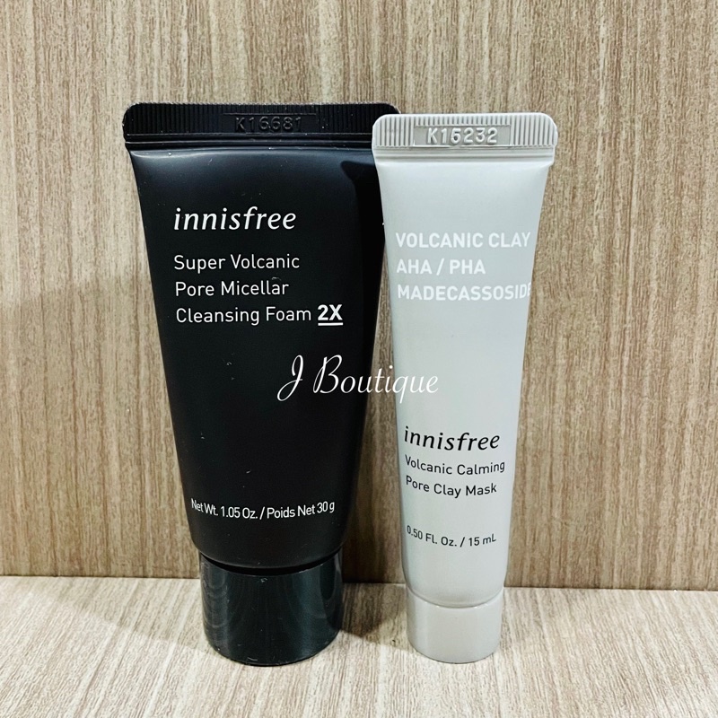 Innisfree Jeju Volcanic Pore Cleansing Foam Super Volcanic Pore Clay Mask Travel Kit Trial Kit