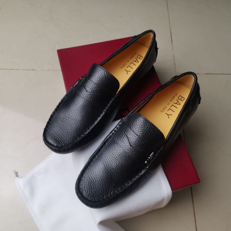 sepatu loafer bally pria sepatu slip on cowok kulit men shoes tanpa tali  mewah