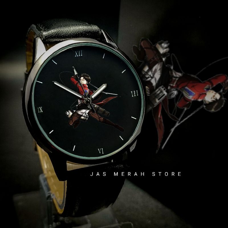 Jam Tangan AOT Levi Ackerman Premium Include Double Strap &amp; Box Attack on Titan