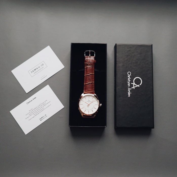 PROMO JAM TANGAN WANITA CHRISTYAN ARDEN FULL GRAIN LEATHER CA2452 BLACK DIAL TERLARIS