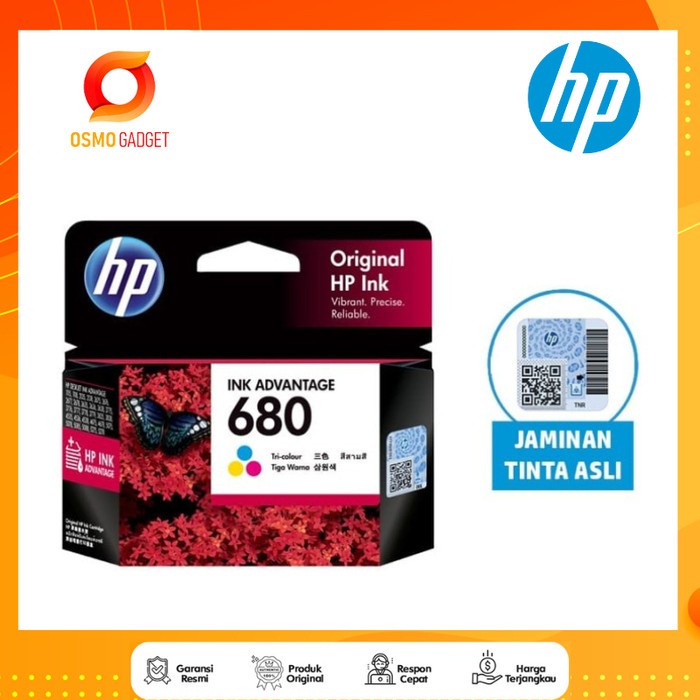 Terlaris Tinta Refill Cartridge Printer Hp Original 680 Ink Tri Color Colour