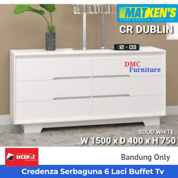 Terlaris Buffet Tv Rak Tv 150 Cm Credenza 6 Laci Serbaguna Cr Dublin