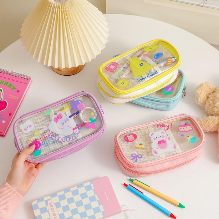 

KOTAK PENSIL TRANSAPARAN ATK06 KOREA STYLE TEMPAT PEN CASE
