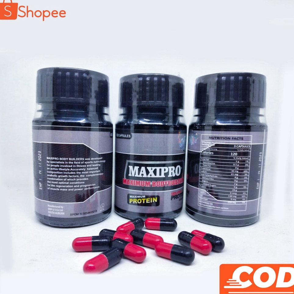 Terbaru Body Builder Maxipro Pembentuk Otot Original 100% Suplemen Kapsul pembentuk otot binaraga Ta