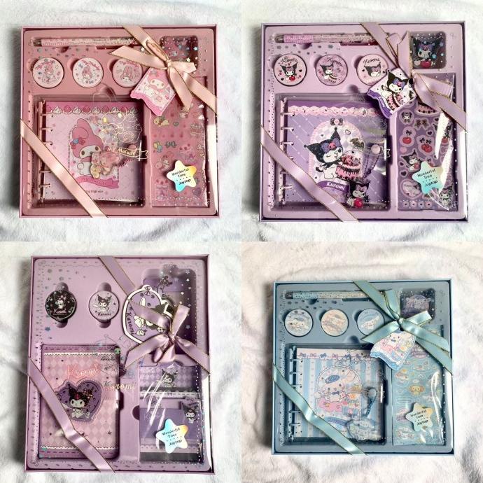 

Gift Set Alat Tulis Binder Buku Washi Tape Stationery Sanrio Kuromi