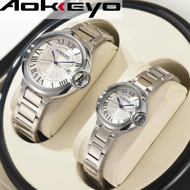 Sale Aokeyo K01 Jam Tangan Couple Orinal Safir Pria/Wanita Tahan Air Bisnis Kasual Tali Stainless Ja