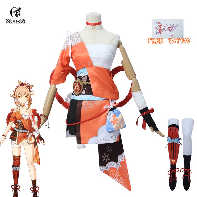 Genshin Impact Yoimiya Cosplay Costume Game Genshin Yoimiya Costume Outfit Halloween Costume