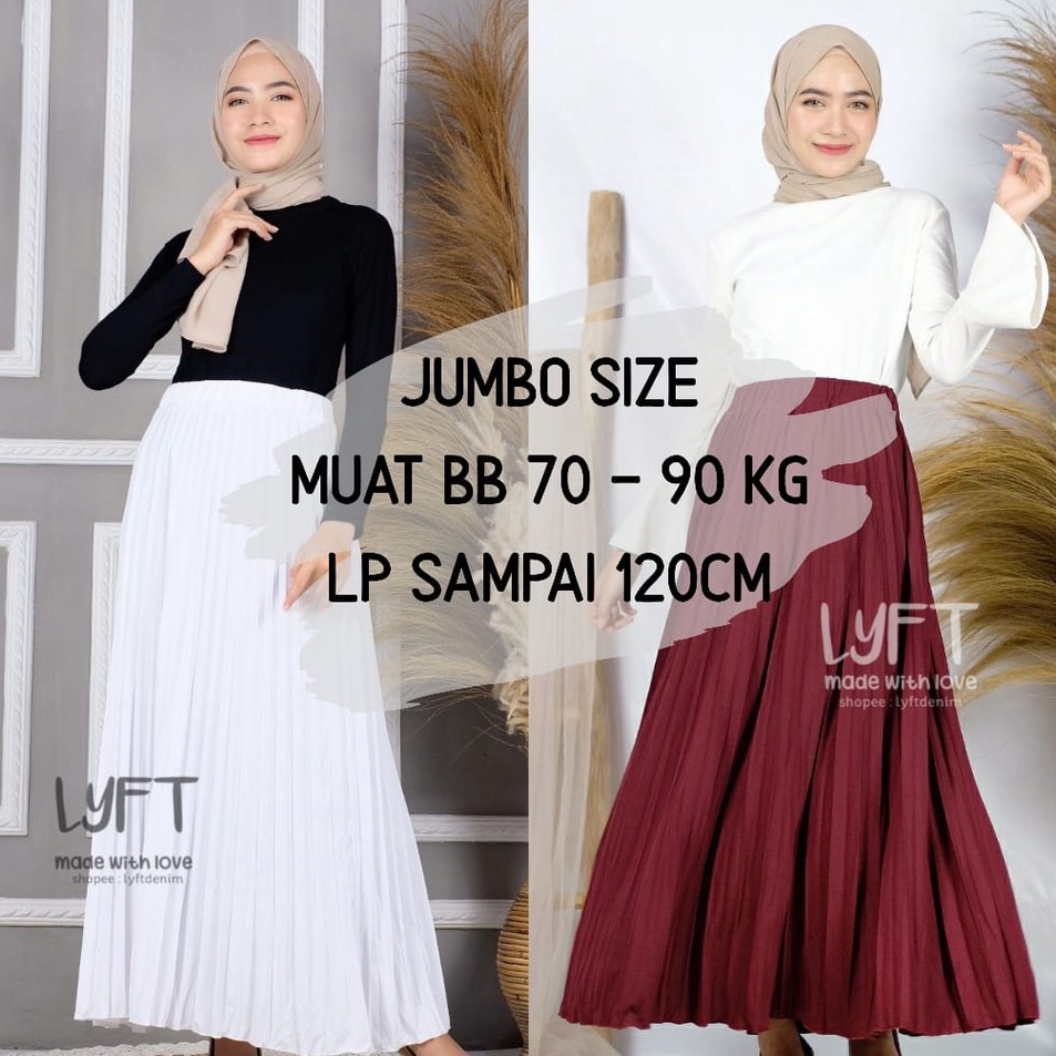 Stok terbaru  [PREMIUM PLISKET JUMBO] Rok Plisket JUMBO SIZE MAYUNG Premium Quality /Rok Rempel Panj