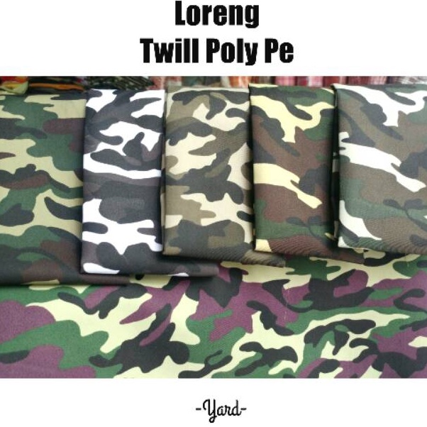 ☛ Terbatas BAHAN KAIN LORENG 1.5M TWILL POLY POLYESTER PE TNI HITAM PUTIH CERAH METERAN GULUNGAN PRE
