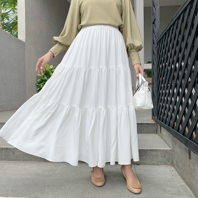 RUFFLE CRINKLE SKIRT (Rok Panjang 90cm dan 95cm/ Pinggang super melar)
