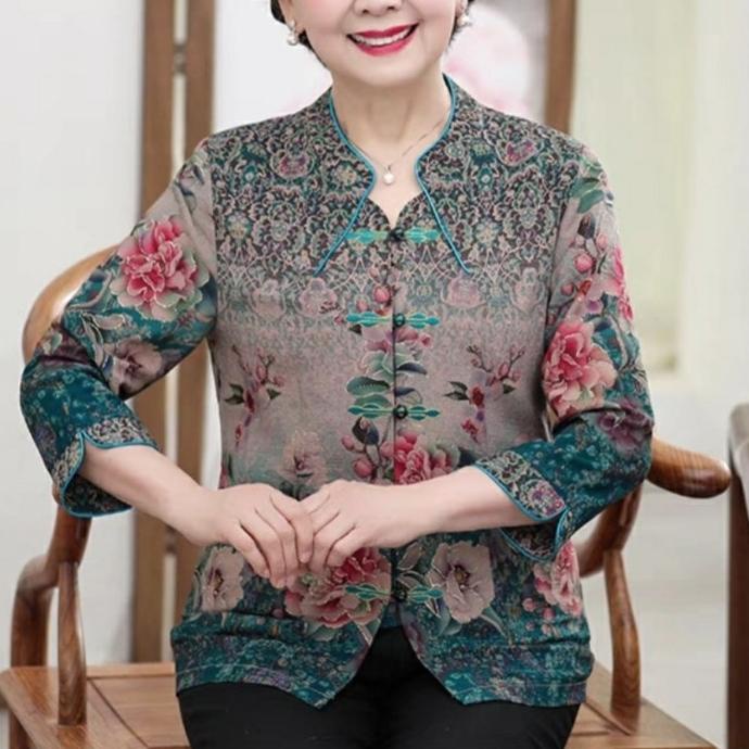 Atasan Blouse Oriental Cheongsam Senior Orang Tua Qipao Imlek CNY CVF