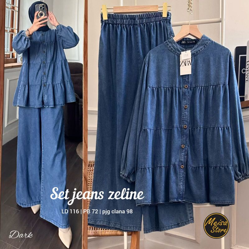 100% ORI Zeline daily set jeans by Meisa Store / Ld 116 Pjc 98