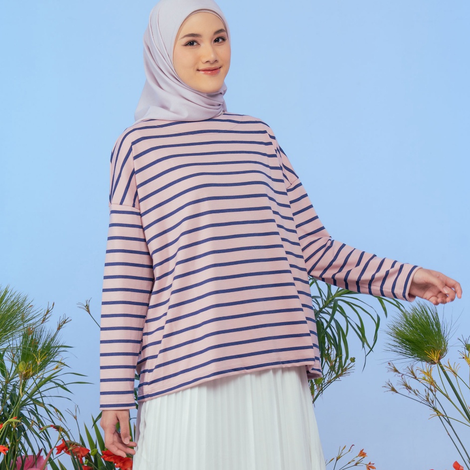 (V44859) HijabChic Ulyani Stripe Tops