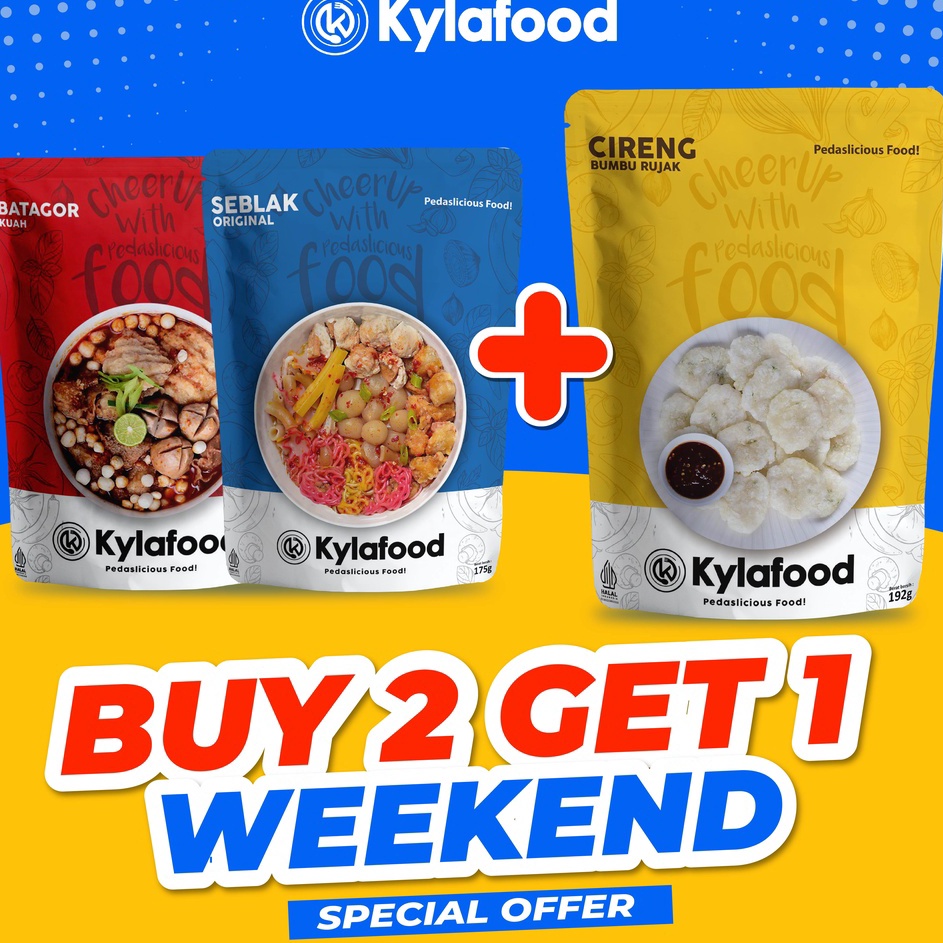 

Terbaruϟday Kylafood Buy 2 Get 1 Free Khusus Weekend ( 1 Seblak Original 1 Batagor Kuah Free Cireng Rujak )