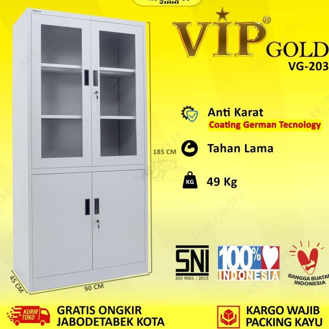 

New Vip Gold Vg-203 Lemari Arsip Besi Pintu Kombinasi Swing Terbaik