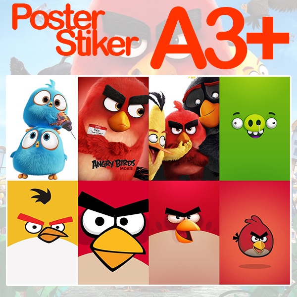 Sticker Poster AngriBird Angry Bird Angri red rovio a3 a3+ a4 custom hiasan rumah wall | decor home 