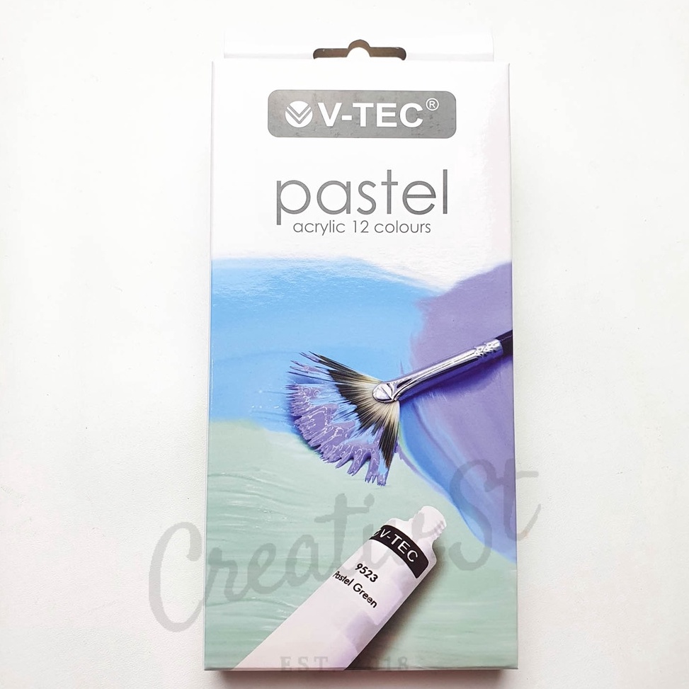 

Terupdate.. V-tec Cat Acrylic 12 Warna PASTEL Cat Akrilik Vtec Set Paint ZFA