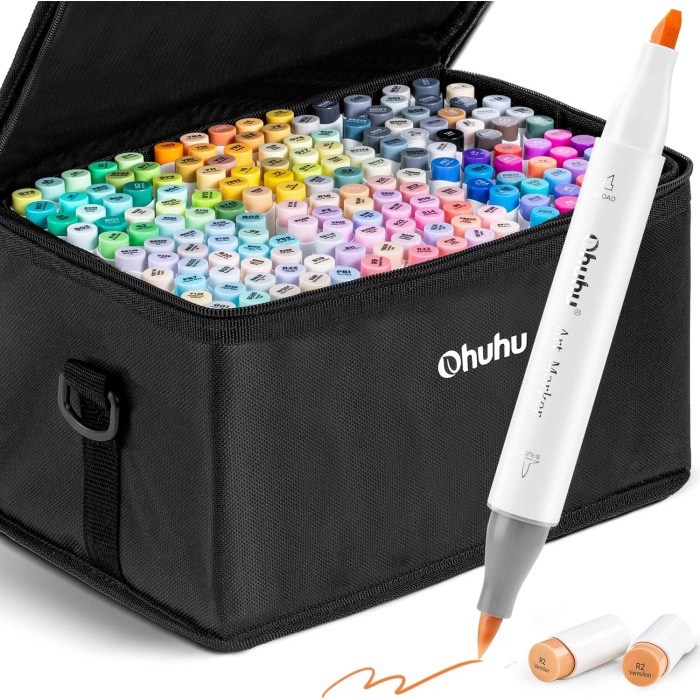 

Best Seller Ohuhu Sketch Marker Brush Tip Chisel & Brush Tips 216 Ct Copic Alt