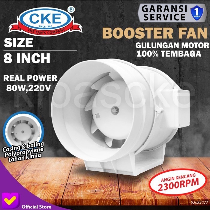 Terlaris Kipas Booster Fan Ventilasi 8 Inch Inline Duct Booster Fan Plastik 8"