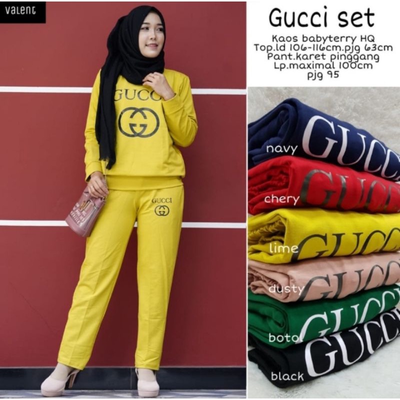 Baju Setelan Wanita One Set Gucci Set Olah Raga Training Jumbo Terbaru
